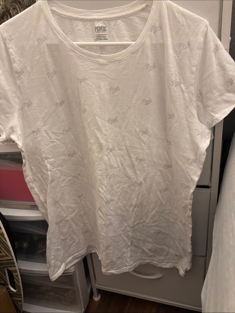 PINK Victoria's Secret White Short Sleeve Logo Tee
